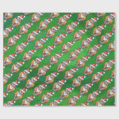 Ginger Cat Kerstmis: groen Cadeaupapier (Vlak)