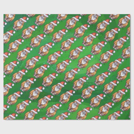 Ginger Cat Kerstmis: groen Cadeaupapier (Vlak)