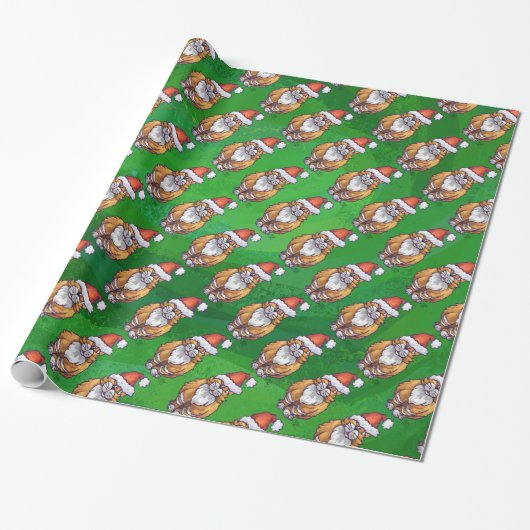 Ginger Cat Kerstmis: groen Cadeaupapier (Uitgerold)