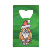 Ginger Cat Kerstmis: groen Creditkaart Flessenopener (Voorkant)
