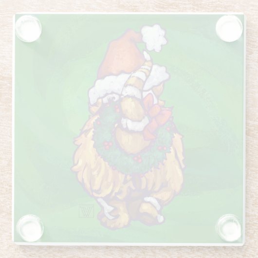 Ginger Cat Kerstmis: groen Glazen Onderzetter (Achterkant)