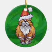 Ginger Cat Kerstmis: groen Keramisch Ornament (Voorkant)