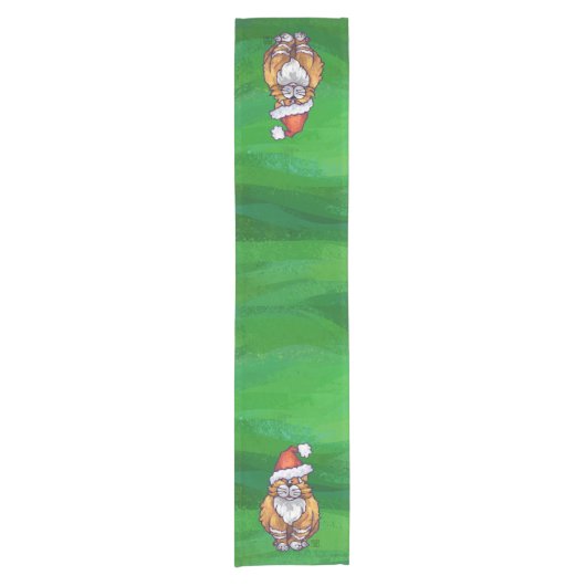 Ginger Cat Kerstmis: groen Korte Tafelloper (Voorkant)