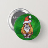 Ginger Cat Kerstmis: groen Ronde Button 5,7 Cm (Voorkant /achterkant)