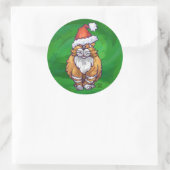 Ginger Cat Kerstmis: groen Ronde Sticker (Tas)