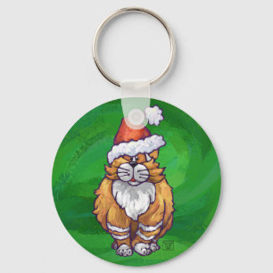 Ginger Cat Kerstmis: groen Sleutelhanger