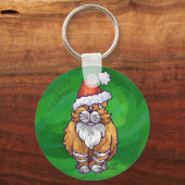 Ginger Cat Kerstmis: groen Sleutelhanger (Voorkant)