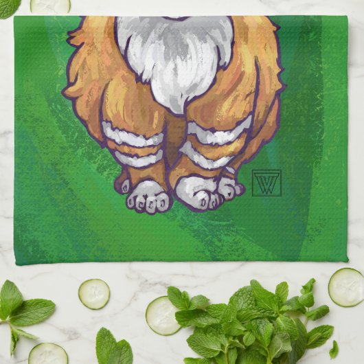 Ginger Cat Kerstmis: groen Theedoek (Gevouwen)