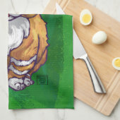 Ginger Cat Kerstmis: groen Theedoek (Quarter Fold)