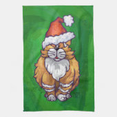 Ginger Cat Kerstmis: groen Theedoek (Verticaal)