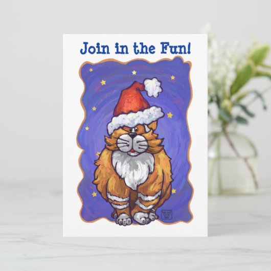 Ginger Cat Kerstmis Kaart (Staand voorkant)