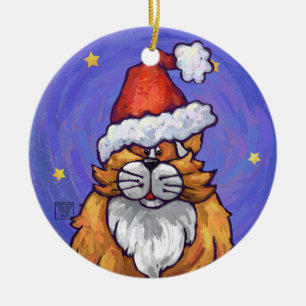 Ginger Cat Kerstmis Keramisch Ornament