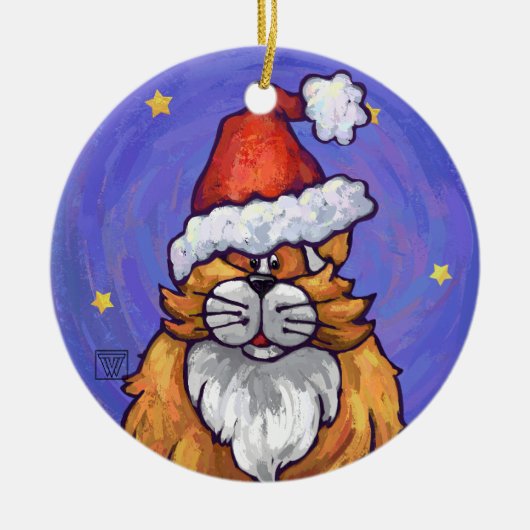 Ginger Cat Kerstmis Keramisch Ornament (Voorkant)