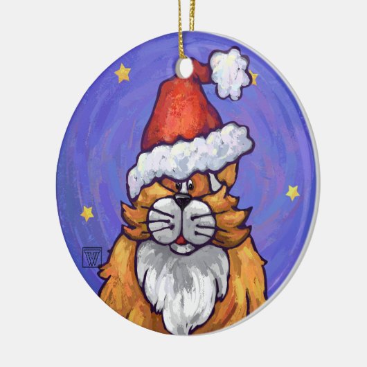 Ginger Cat Kerstmis Keramisch Ornament (Links)