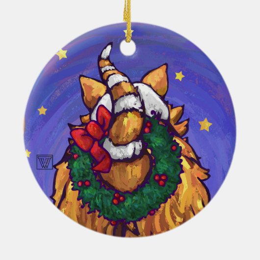 Ginger Cat Kerstmis Keramisch Ornament (Achterkant)