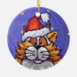 Ginger Cat Kerstmis Keramisch Ornament