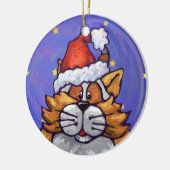 Ginger Cat Kerstmis Keramisch Ornament (Links)