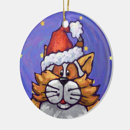 Ginger Cat Kerstmis Keramisch Ornament (Links)
