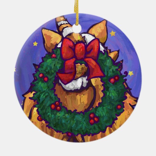 Ginger Cat Kerstmis Keramisch Ornament (Achterkant)