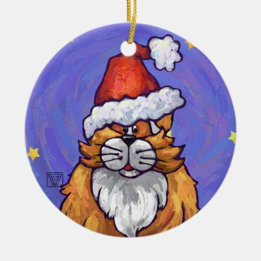 Ginger Cat Kerstmis Keramisch Ornament (Voorkant)