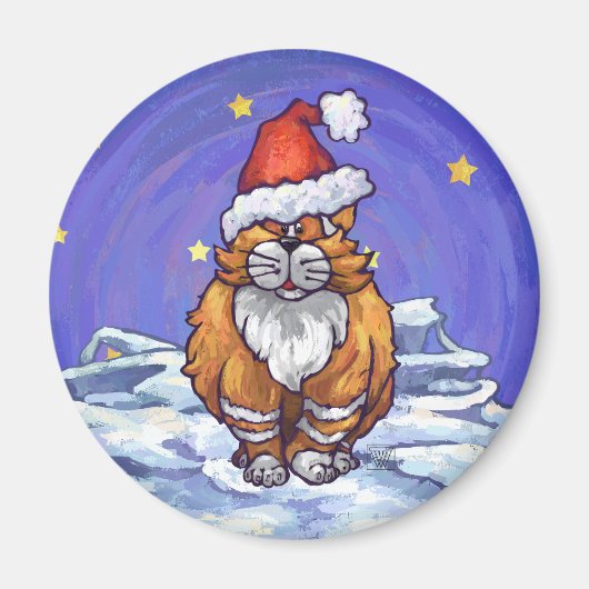 Ginger Cat Kerstmis Magneet (Voorkant)