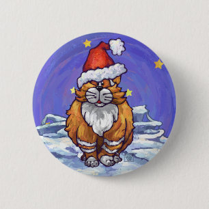 Ginger Cat Kerstmis Ronde Button 5,7 Cm