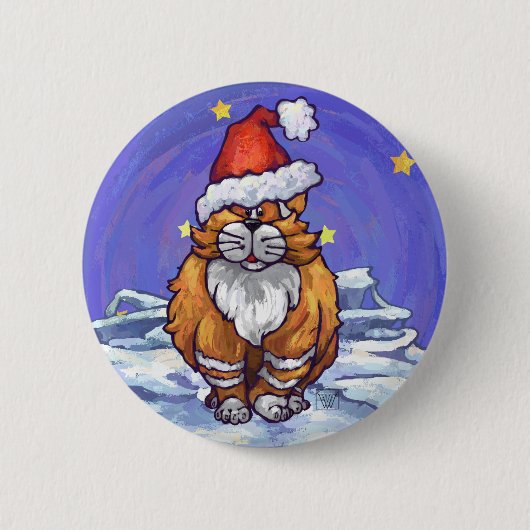 Ginger Cat Kerstmis Ronde Button 5,7 Cm (Voorkant)