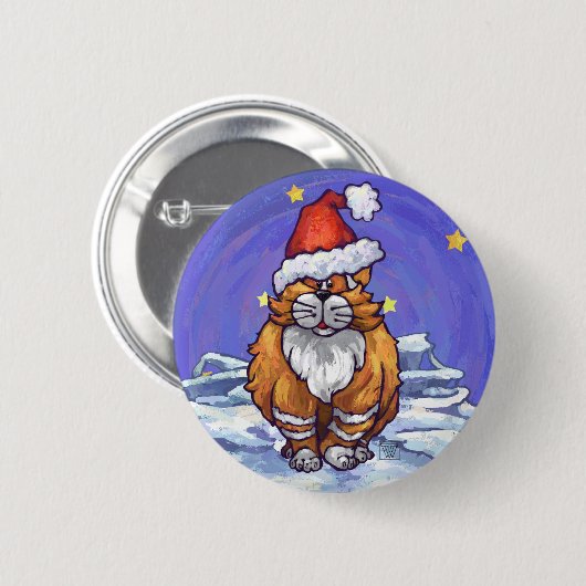 Ginger Cat Kerstmis Ronde Button 5,7 Cm (Voorkant /achterkant)
