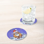 Ginger Cat Kerstmis Ronde Kartonnen Onderzetter (Insitu)