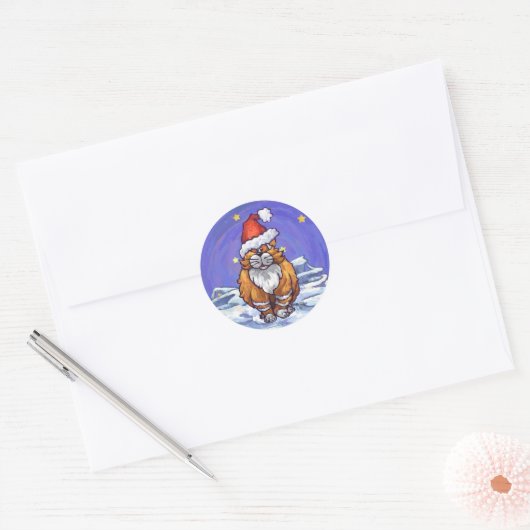 Ginger Cat Kerstmis Ronde Sticker (Envelop)