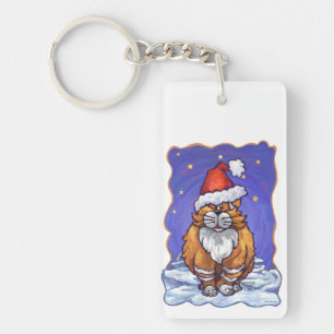 Ginger Cat Kerstmis Sleutelhanger