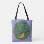 Ginger cat kijkt naar een vlinder tote bag (Achterkant)