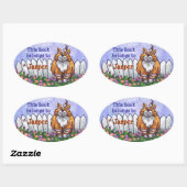 Ginger Cat Library Bookplaat Ovale Sticker (Vel)