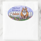 Ginger Cat Library Bookplaat Ovale Sticker (Tas)