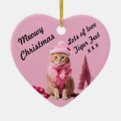 Ginger Cat Lover bij Pink Christmas Sweet Heart Keramisch Ornament (Voorkant)