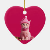 Ginger Cat Lover bij Pink Christmas Sweet Heart Keramisch Ornament (Achterkant)