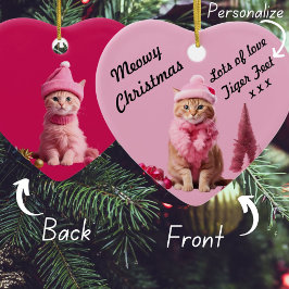 Ginger Cat Lover bij Pink Christmas Sweet Heart Keramisch Ornament