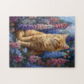 Ginger Cat Lupine Field Painting Legpuzzel (Horizontaal)