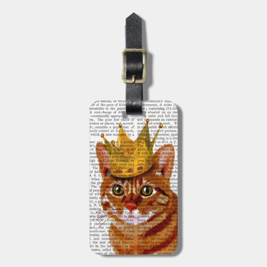 Ginger Cat met Crown Portrai Bagagelabel (Voorkant verticaal)
