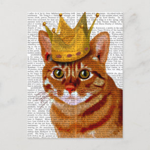 Ginger Cat met Crown Portrai Briefkaart