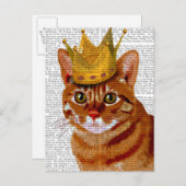 Ginger Cat met Crown Portrai Briefkaart (Voorkant / Achterkant)