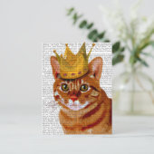 Ginger Cat met Crown Portrai Briefkaart (Staand voorkant)