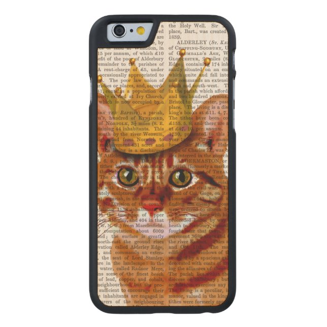 Ginger Cat met Crown Portrai Carved Wood iPhone Hoesje (Achterkant)