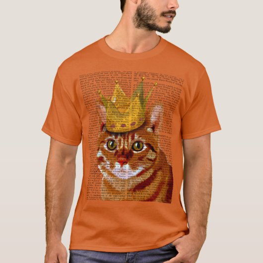 Ginger Cat met Crown Portrai T-shirt (Voorkant)