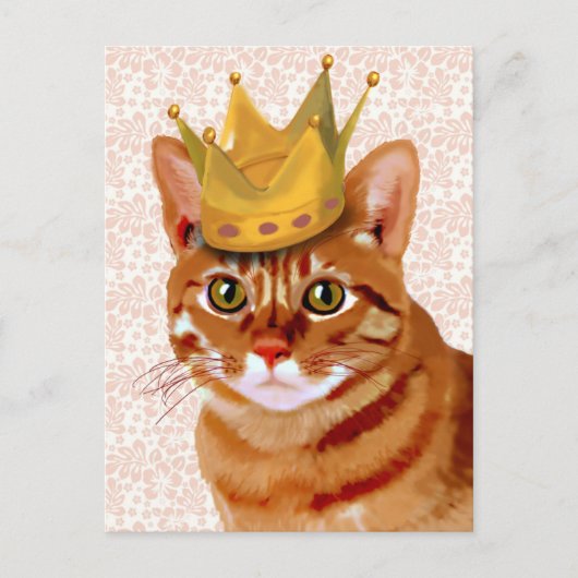 Ginger Cat met kroonportret Briefkaart (Voorkant)