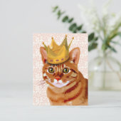 Ginger Cat met kroonportret Briefkaart (Staand voorkant)