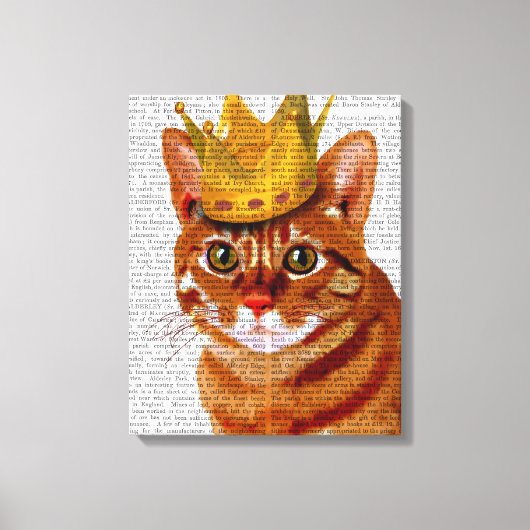 Ginger Cat met kroonportret Canvas Afdruk (Voorkant)