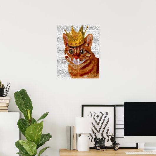 Ginger Cat met kroonportret Poster (Thuiskantoor)
