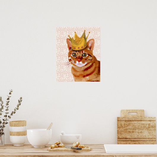 Ginger Cat met kroonportret Poster (Keuken)