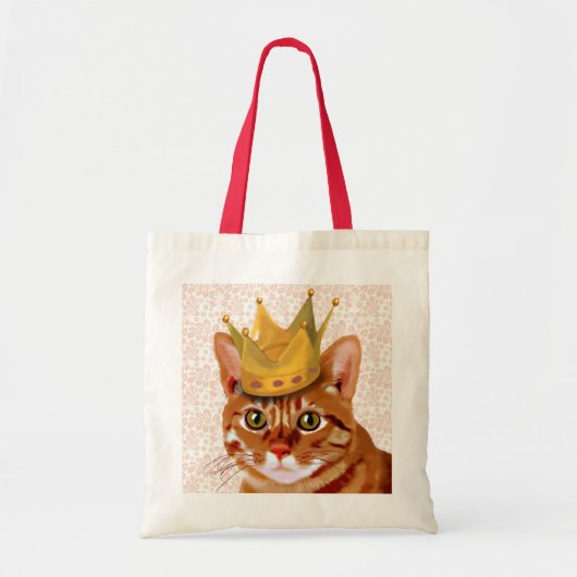 Ginger Cat met kroonportret Tote Bag (Voorkant)